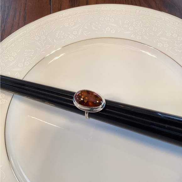 Sterling Silver Amber Ring - Picture 2 of 6